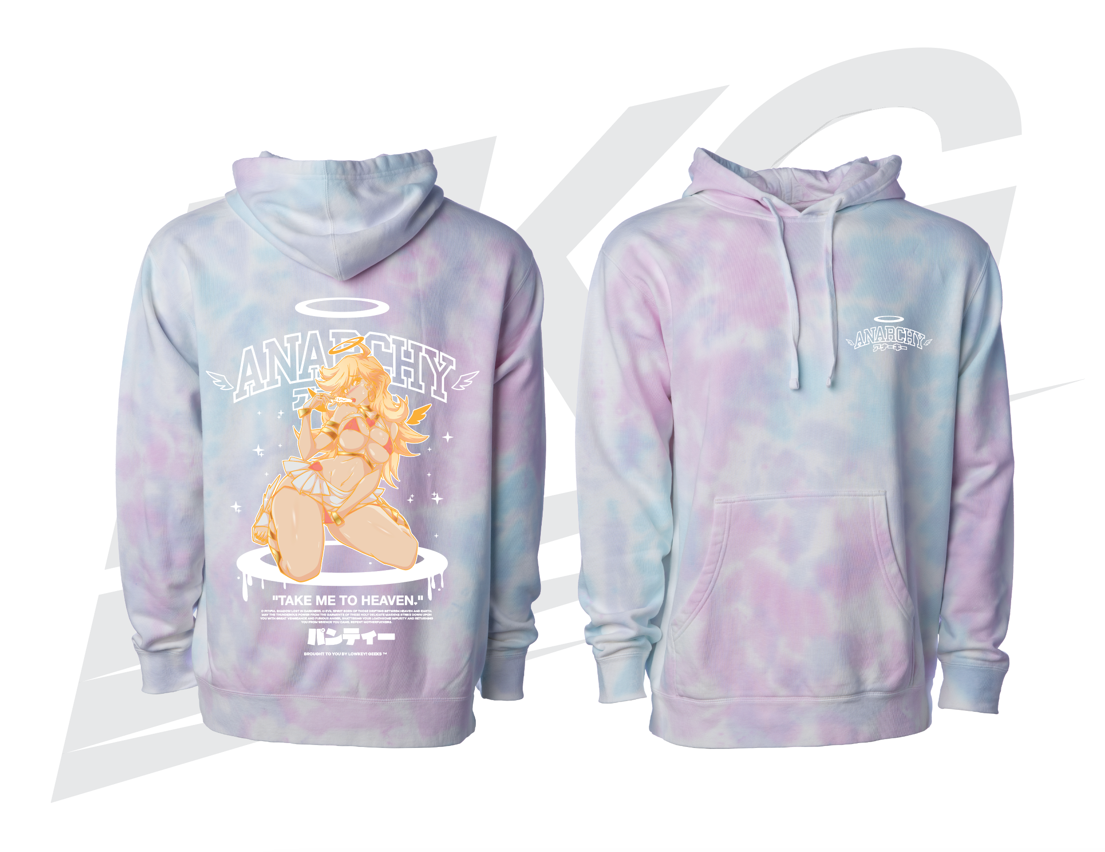 LOWKEY! "TAKE ME TO HEAVEN" PNTY HOODIE - IRIDESCENT TIE DYE