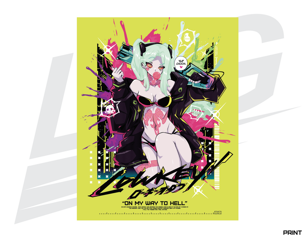 LIMITED EDITION ART PRINT - LOWKEY! SWW REBECCA 2077 "ON MY WAY TO HELL" PRINT